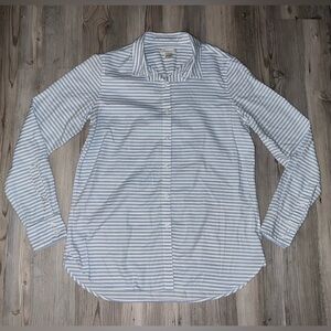 Garnet Hill 100% Cotton Striped Blue White Button Down Shirt S Small